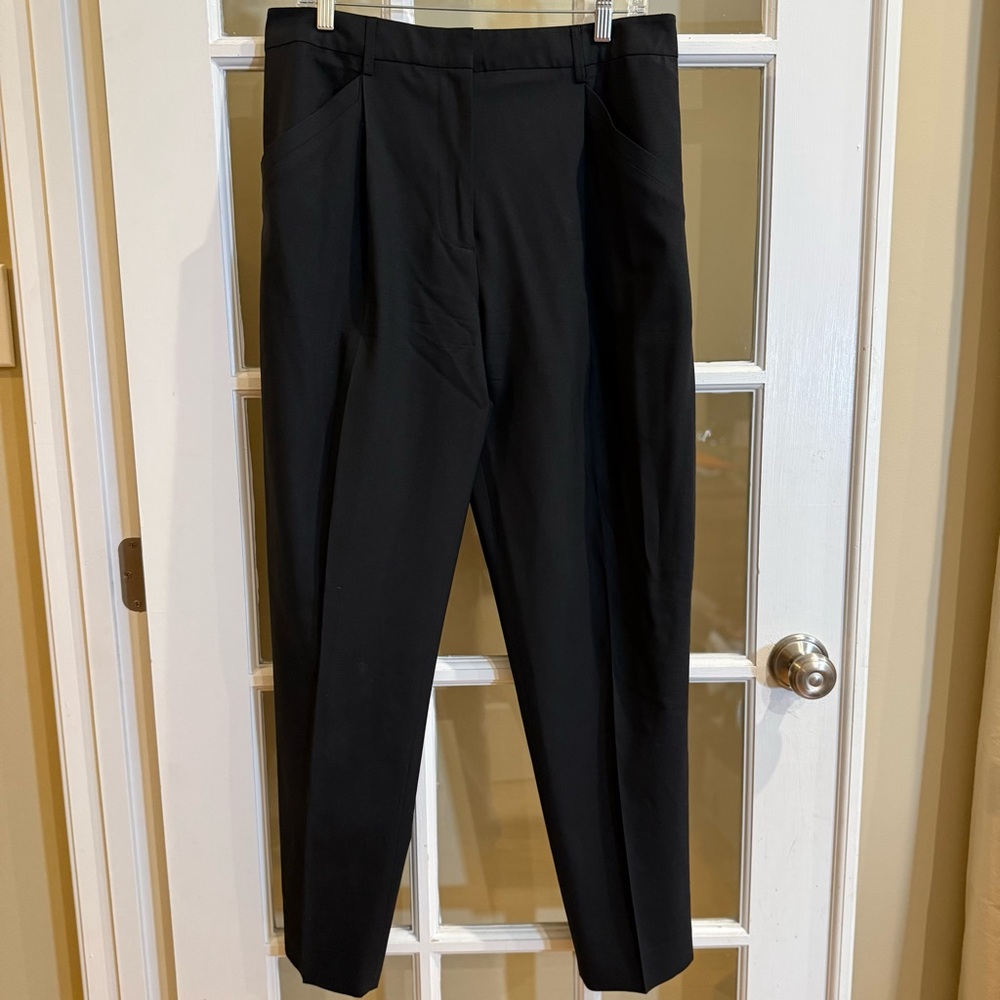 Elizabeth And James Women’s Pleat Pants Black Straight Leg Wool Blend Sz 8